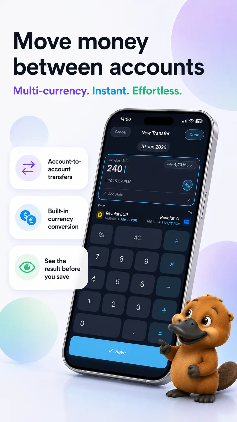 Cashful transfer screen with built-in multi-currency conversion