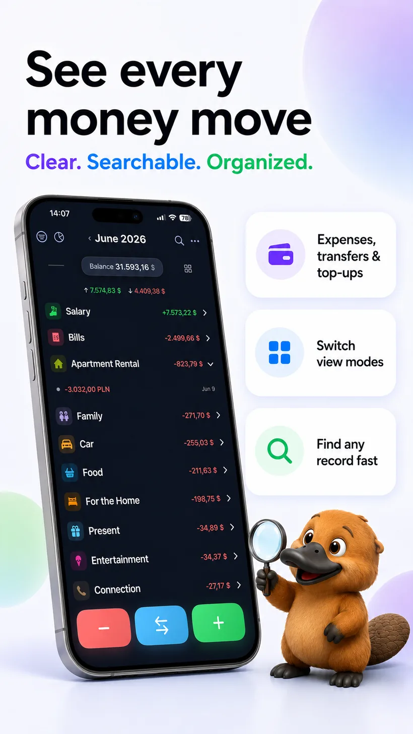 Cashful transaction history with search
