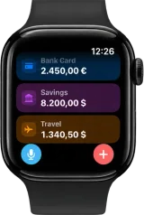 Cashful no Apple Watch: todas as contas em uma lista com rolagem
