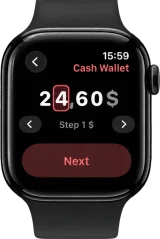 Cashful no Apple Watch: definindo um valor com a Digital Crown