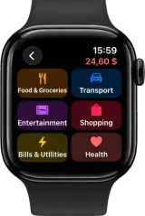 Cashful no Apple Watch: escolhendo uma categoria em uma grade